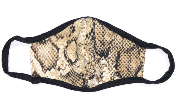 Buttery Soft Cloth Face Mask - Brown Snake Skin - Washable
