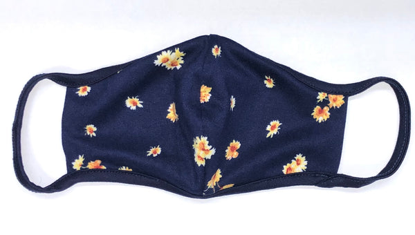 Buttery Soft Cloth Face Mask - Blue and Yellow Floral - Washable