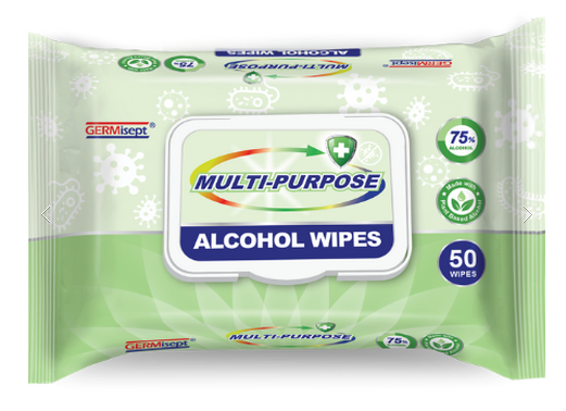 3-Packs - Multi-Purpose Alcohol Wipes - 75% Alcohol- 50 Wipes Per Pack!
