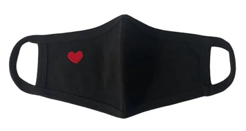 Child Size Cloth Mask - Black w/ Heart - Washable