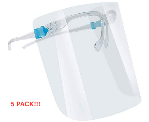 5 Pack Protective Face Shied - Glasses